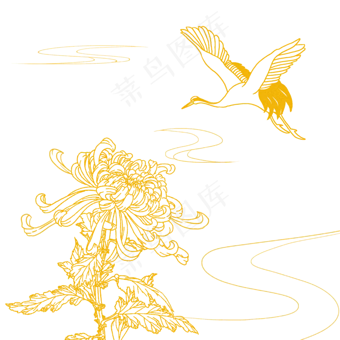 重阳节菊花线稿底纹(2000X2000(DPI:300))psd模版下载