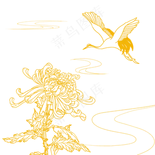 重阳节菊花线稿底纹