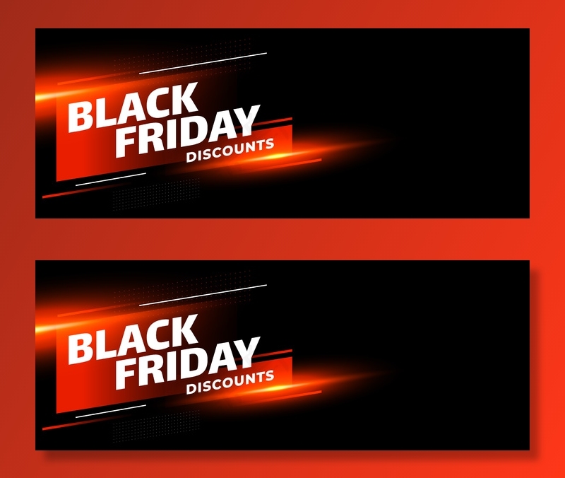 黑色星期五打折黑色背景闪亮横幅banner