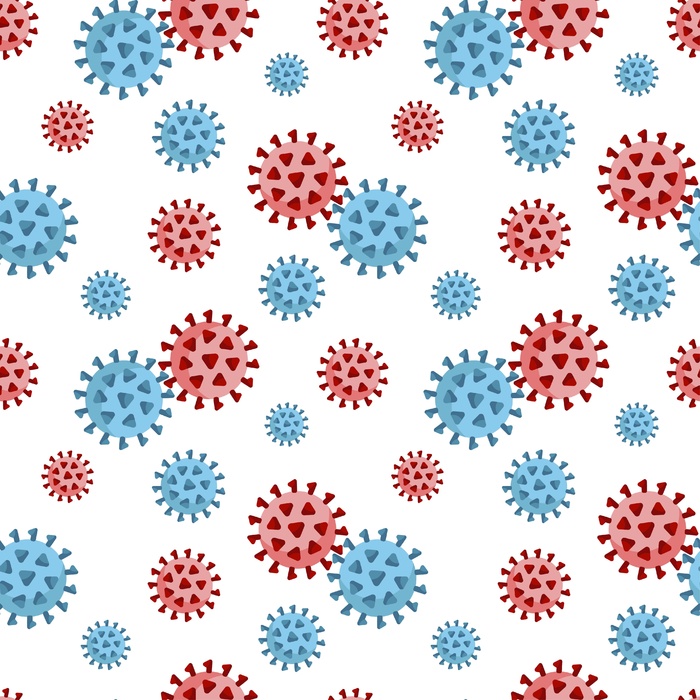 在白色背景下分离的无缝模式病毒细胞突变过程矢量图eps,ai矢量模版下载