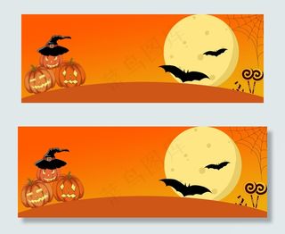 橘黄清新万圣节南瓜零食糖果banner