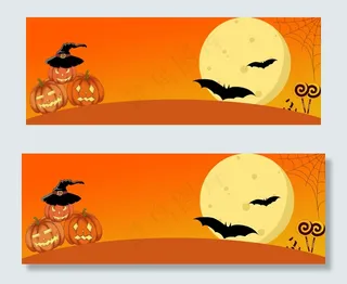 橘黄清新万圣节南瓜零食糖果banner