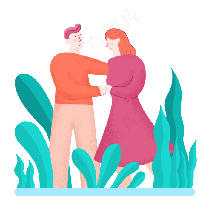 情人节情侣扁平风