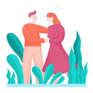 情人节情侣扁平风