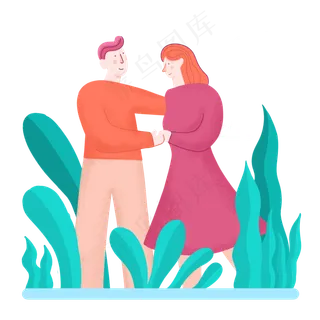 情人节情侣扁平风