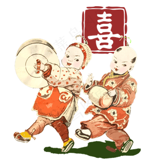 可爱福娃喜庆春节演奏