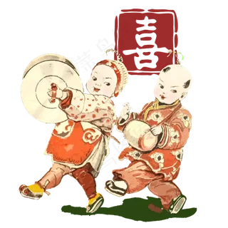 可爱福娃喜庆春节演奏