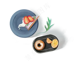 餐桌美食甜品草莓面包下午茶,免抠元素