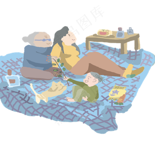 重阳节冷色调老人和家人的日常