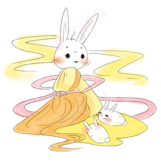 中秋节兔子仙子与小白兔