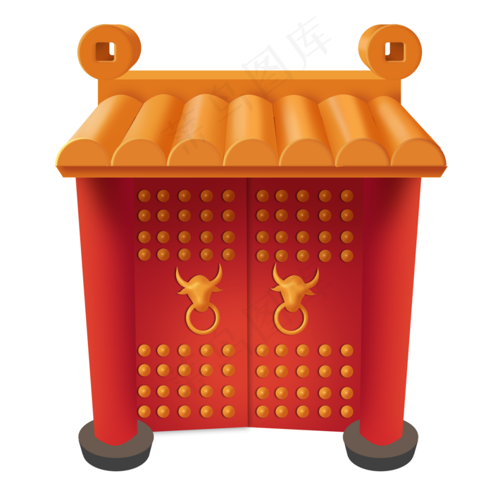 新年红色门装饰