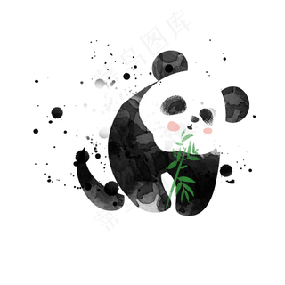 叼着竹子的可爱大熊猫,免抠元素
