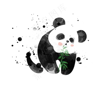 叼着竹子的可爱大熊猫,免抠元素