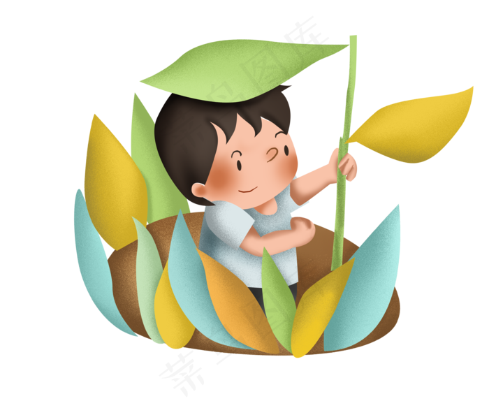 秋游草丛里的小男孩(3508X2928(DPI:300))psd模版下载
