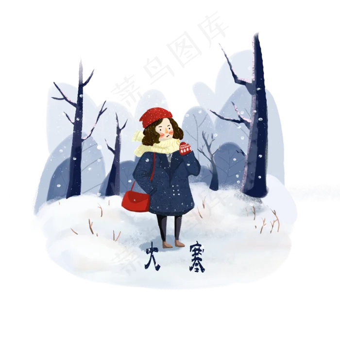 二十四节气少女雪农历时节PNG(3000X3000(DPI:72))psd模版下载