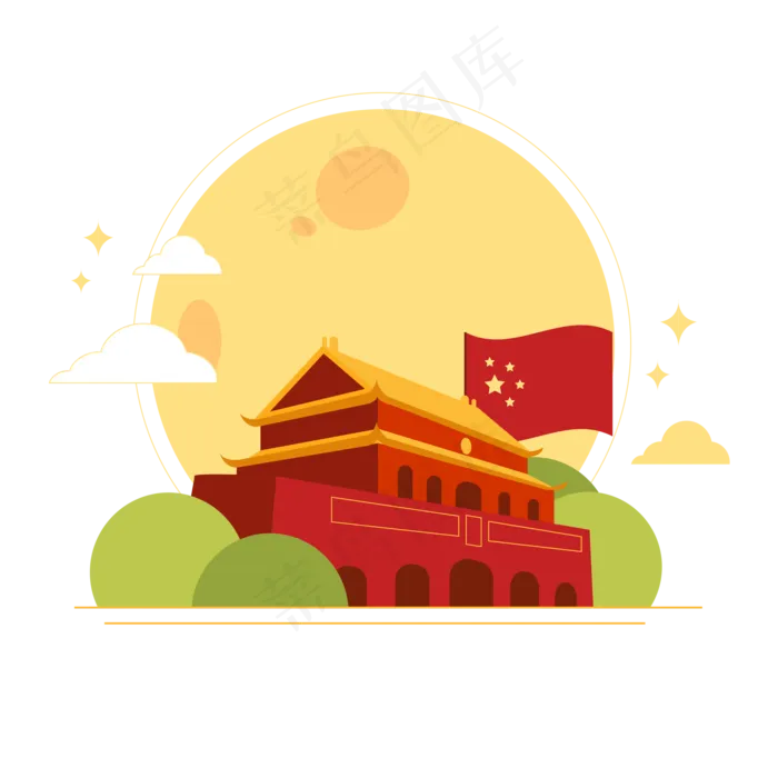 扁平国庆中秋(2000X2000(DPI:300))ai矢量模版下载