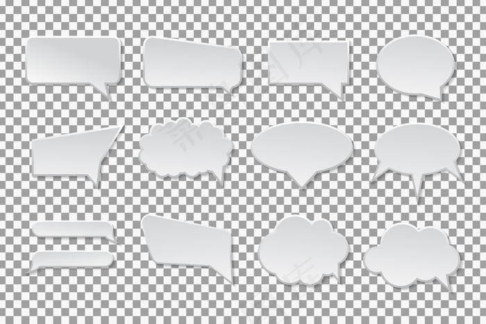 透明背景上的语音气泡集合。eps,ai矢量模版下载