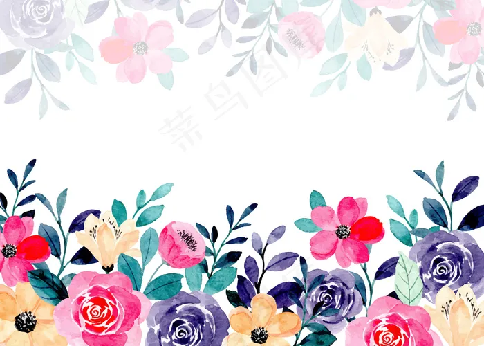 彩色花卉水彩抽象背景eps,ai矢量模版下载