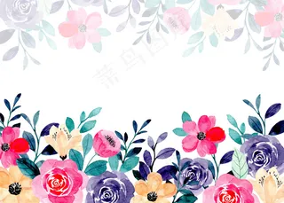 彩色花卉水彩抽象背景