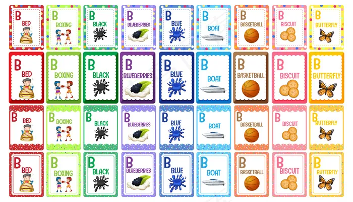 字母b字母闪光卡套装eps,ai矢量模版下载