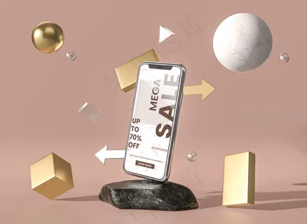 手机3d模型样机和箭头 手机3d模型样机和箭头