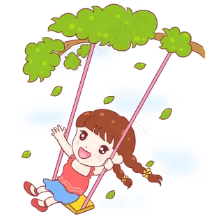 荡秋天的小女孩