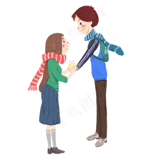 情人节情侣卡通png素材