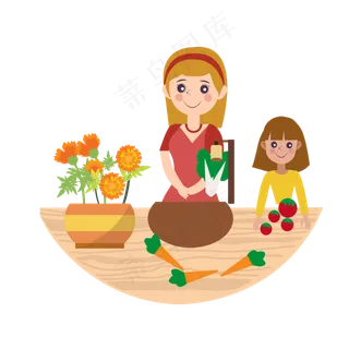 重阳节看菊花暖色系母女赏花