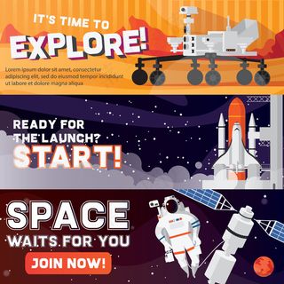 太空旅行水平横幅banner设置隔离