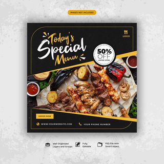 美食餐厅社交媒体帖子psd
