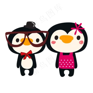 七夕卡通可爱的企鹅矢量素材