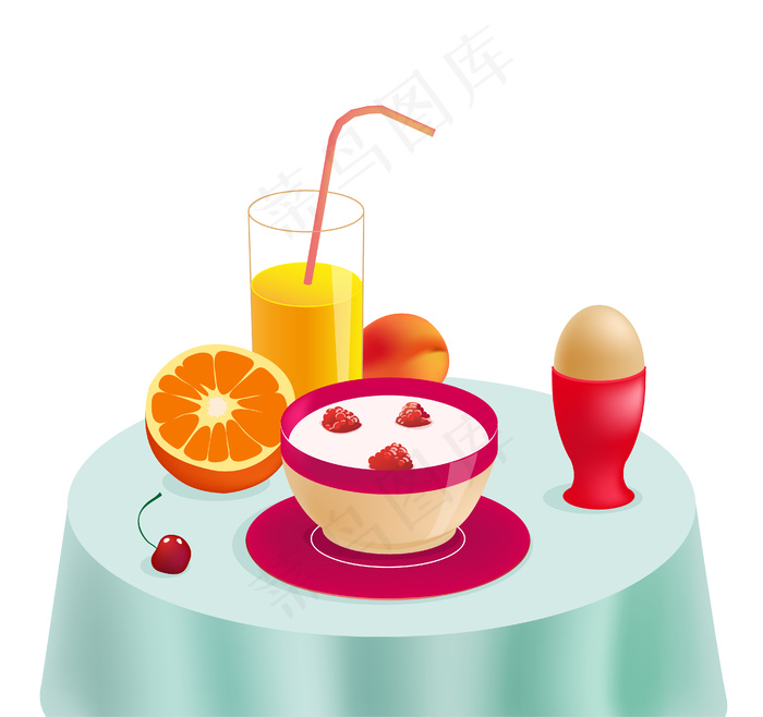 桌上有健康的早餐。生态食品。插图