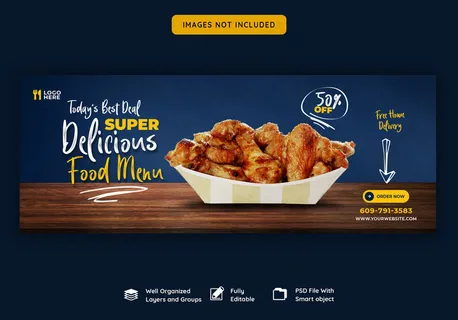 食物菜单和餐厅facebook封面模板