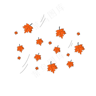 卡通手绘可爱漂浮的枫叶