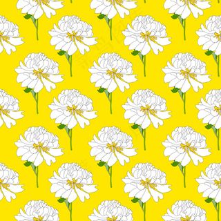 抽象手绘牡丹花无缝图案背景。插图