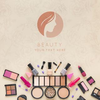 顶视图化妆品布置