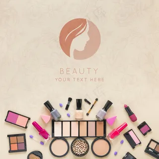 顶视图化妆品布置