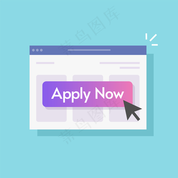 应用现在按钮点击互联网上的网页网页与光标指针箭头现代插图设计孤立的形象