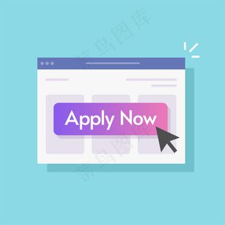 应用现在按钮点击互联网上的网页网页与光标指针箭头现代插图设计孤立的形象