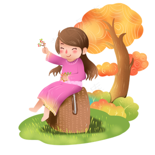 人物旅游创意小清新插图丰收国庆