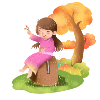 人物旅游创意小清新插图丰收国庆