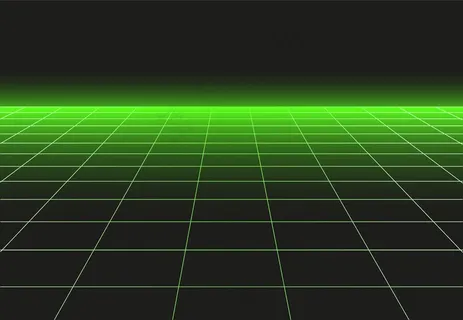 透视网格地板。用于未来壁纸或迪斯科舞蹈矢量背景的 3d 地平线表面的网格技术模式，具有图形简单的水平单元格