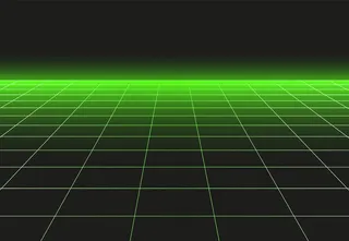 透视网格地板。用于未来壁纸或迪斯科舞蹈矢量背景的 3d 地平线表面的网格技术模式，具有图形简单的水平单元格