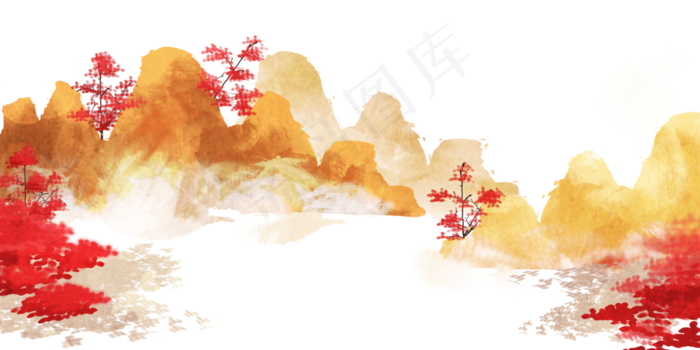 水彩风山林(4000X2000(DPI:300))psd模版下载
