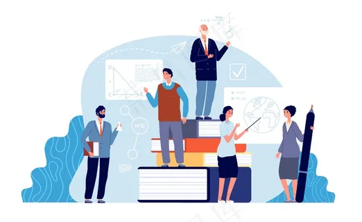 教师理念。学者,学校教育世界。大学里的小教授。数学地理化学老师矢量图。学校学习老师,大学和学院 教师理念。学者,学校教育世界。大学里的小教授。数学地理化学老师矢量图。学校学习老师,大学和学院