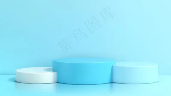 抽象蓝色构图讲台，3d