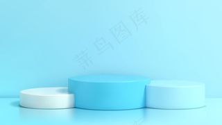 抽象蓝色构图讲台，3d