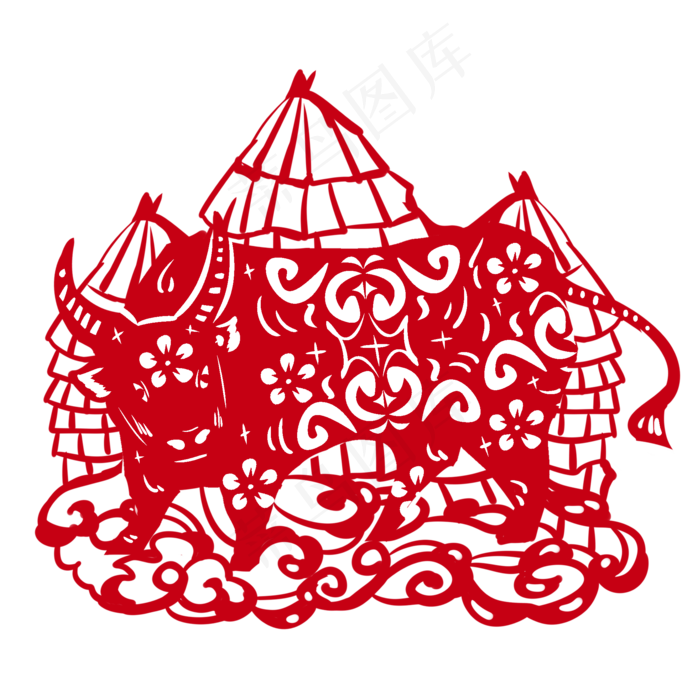 牛年新年年画剪纸