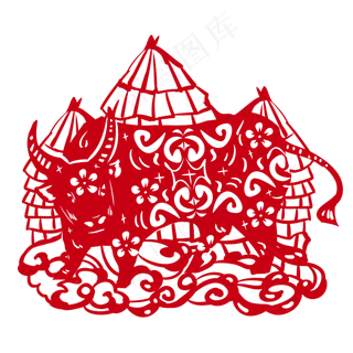 牛年新年年画剪纸