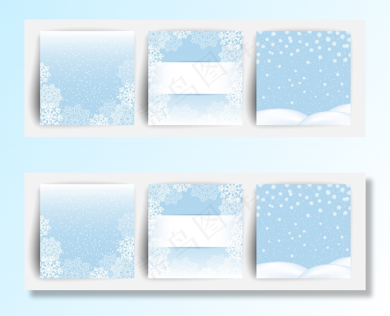 雪背景。圣诞贺卡套装